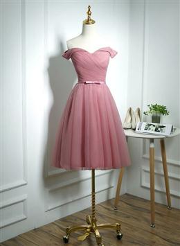 Picture of Lovely Pink Off Shoulder Knee Length Party Dresses, Pink Prom Dresses